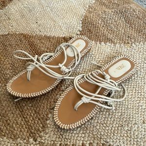 Zara Beige Lace up Sandals